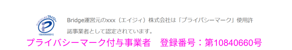 Bridge運営会社の会社概要とプライバシーマーク取得の表示