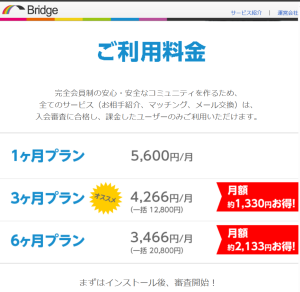 Bridge公式サイトの料金プラン一覧ページ（2026年4月時点）