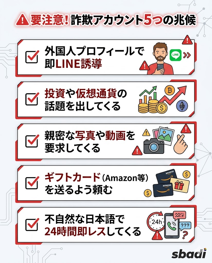 Grindrの詐欺アカウントに見られる5つの兆候。即LINE誘導や投資勧誘などをチェックリスト化