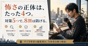 ゲイアプリの怖さの正体4つと対策5つを一目で示すアイキャッチ画像