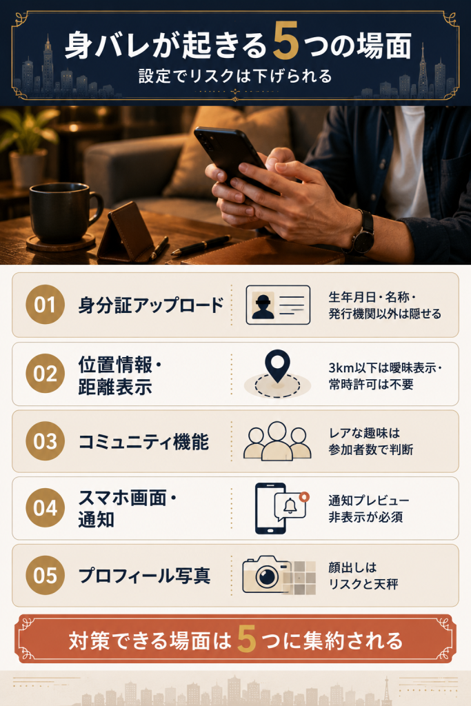 アンバードで身バレが起きる5つの場面｜身分証・位置情報・コミュニティ・通知・写真